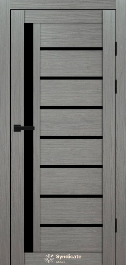 Двери Syndicat Doors PVC 101 Венге модерна чёрное стекло